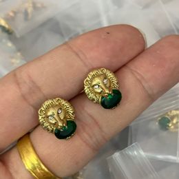 Necklace Luxury Design Gold Chain Classic Fashion Lion Head Necklace Hoop Earrings Retro Emerald Earring Couple Chains Necklace Sets Design