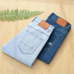 Men's Jeans 2023 Fashion Casual Cotton High-quality Classic Style Summer Light Blue Stretch Thin Denim Trousers Male Brand