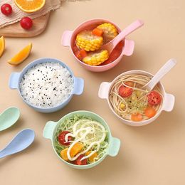 Bowls Home Creative Wheat Straw Salad Bowl With Two Ears Children's Rice Soup Noodle