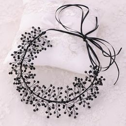 Hair Clips Handmade Crystal Headband Red Black Beads Hairband Bride Tiaras Headpeice Head Jewellery Wedding Accessories ML