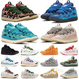 Luxury Casual Shoes Mesh Weave Lace-Up Leopard Pink Turquoise Majorelle Blue Platform Shoe Leather Chaussure Nappa Calfskin Scarpe Calfskin Classic Shoe With Box