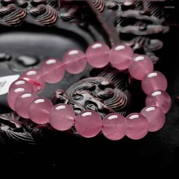 Charm Bracelets KYSZDL Natural Pink Crystal 10MM-12MM Ball Bracelet Fashion Ladies Furong Stone Jewellery Gifts
