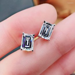 Stud Earrings 2023 S925 Silver High Carbon Diamond Cutting Simulation Square Zircon Simple Female