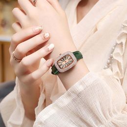 Wristwatches Diamond Women Watch Ladies Wrist Watches Oval Leather Rhinestone Womens Bracelet Female Clock