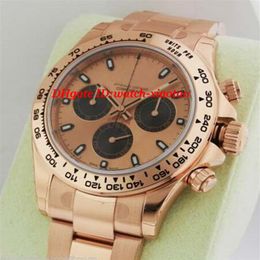 Top Quality Luxury Mans Watches Stainless Steel Bracelet Men's Rose Gold Watch 116505 Pink Dial 40mm Automatic Mechanical Men332Z