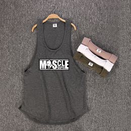 Mens Tank Tops Muscleguys Brand Bodybuilding Sleeveless Shirt Gyms Top Low Cut Vest Sexy Muscle Fitness Stringer sportwear Undershirt 230713