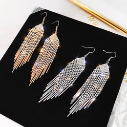 Stud Gold Colour Long Tassel Drop Earrings for Women Geometric Earing Bridal Wedding Engagement Jewellery Accessories Gift 230714