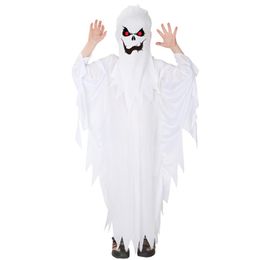 Theme Costume Kids Child Boys Spooky Scary White Ghost Costumes Robe Hood Spirit Halloween Purim Party Carnival Role Play Cosplay 254A