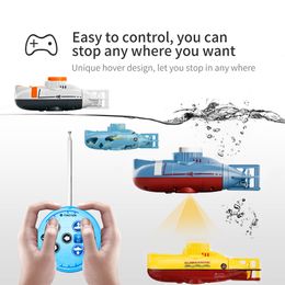 Electric/RC Boats RC Submarine 0.1m/s Speed Remote Control Boat Waterproof Children's Diving Fish Tank Toy Mini Military Simulation Model for Gift 230713