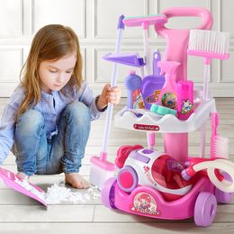 Tools Workshop Children Sweeping Toy Cleaning Kit Tool Cleaning Vacuum Cleaner Trolley Simulation Play House Cleaning Toy Play House Girl Gift 230714