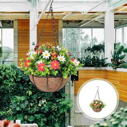 Decorative Flowers Flower Pot Fake Hanging Basket Artificial Baskets Outdoor Flowerpot Potted