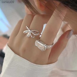 Original 925 Sterling Silver Stone Bow Rings For Women Counple Wedding Engagement Silver Women's Vintage Ring Fine Jewelry L230704