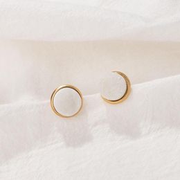 Stud Earrings 2023 Design Natural Stone Round Shape Beads Piercing For Women Gold Color Jewelry