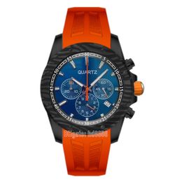 Novo design pulseira de borracha relógios masculinos mostrador azul cronógrafo movimento quartzo luxo negócios relógio de pulso masculino designer homem esportes fitness relógio de pulso montre