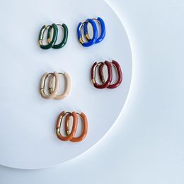 Hoop Earrings Stainless Steel Candy Color Dripping Oil For Women Girls Simple Circle Jewelry Accessories