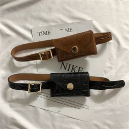 Waist Bags Black Pattern Bag Women Ins Fashion Pu Leather Belt Mini Square Female Designer Solid Colour Coin Fanny Pack 230713