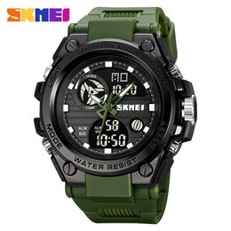 Dual Display Quartz Watch For Men SKMEI Wristwatches 50M Waterproof Alarm LED Clock Male Analogue Digitals Sport Watches Men