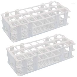 2Pcs Plastic Test Tube Rack 24 Holes Lab Holder For 25mm Tubes Detachable White