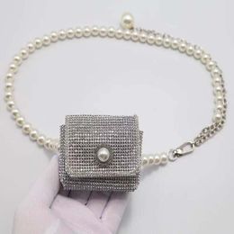 Waist Bags The sparkling pearl mini bag female trend small waist wild fashion diagonal chain 230714