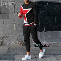 Men's Tracksuits New Men's Clothes Vintage 3D Print Long Sleeve Streetswear Tshirts Men Tracksuit Suit Tshirt Long Pants 2 Piece Sets Jogging T230714