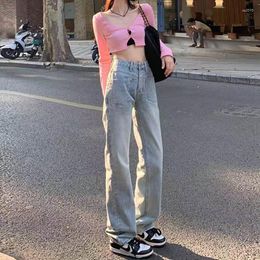 Women's Jeans Wide Leg Woman High Waist Vintage Y2K Cargo Bananas Streetwear Casual Denim Pants Patchwork Grunge Women