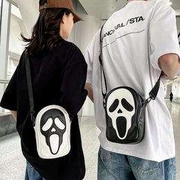 Messenger Bag Funny Ghost Skeleton Shoulder Bags PU Leather Mobile Phone Satchel