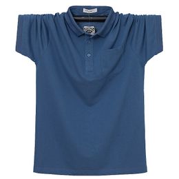 Men's Polos Men Polo Shirt Summer Mens Pocket Solid Polo Shirts Cotton Shirt 6XL Plus Size Casual Breathable Men Outdoor Clothing Tops Tees 230713