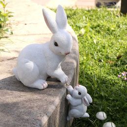 Garden Decorations Garden Statues Rabbit Figurine Ornaments Micro Landscape DIY Terrarium Decorations Easter Bunnies Statue Patio/Plant Flower Pots L230714