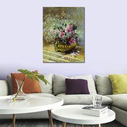 High Quality Claude Monet Oil Painting Reproduction Flowers in A Pot Handmade Canvas Art Landscape Home Decor for Bedroom