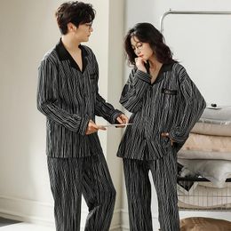 Women's Sleepwear Spring And Autumn Women Pyjamas Set Turn-down Collar Pijamas Fashion Men Long Sleeve Home Clothing