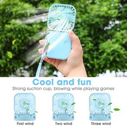 Electric Fans Portable Hanging Neck Mini Fans Rechargeable USB Folding Fan Mute Handheld Desktop Multi Function Three Speed Charge Fan