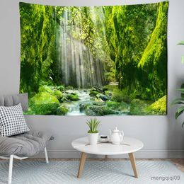 Tapestries Dome Cameras Green Forest Stone Road Tapestry Wall Hanging Landscape Painting Room Tapestries Hippie Decor Living Room Bedroom Bohemian R230714