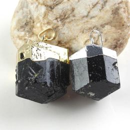 Pendant Necklaces KFT Natural Black Tourmaline Crystal Irregular Shape Reiki Chakra Healing Energy Raw Stone Jewelry For Women Men