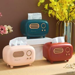 Tissue Boxes Napkins Retro Radio Model Tissue Box Desktop Paper Holder Vintage Dispenser Storage Napkin Case Organizer Wet Wipes Decoration Box R230714