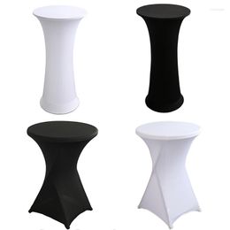 Table Cloth 60/80cm Round Elastic Tablecloth Stretch Cocktail Spandex High Bar El Wedding Birthday Party White Cover