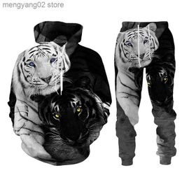 Men's Tracksuits Streetwear Style 3D Printed Tiger Hoodie/Pants/Suit Casual Kids Boys/Men's Hooded Sweatshirt Trousers Sportswear Tracksuit Sets T230714