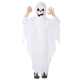 Theme Costume Kids Child Boys Spooky Scary White Ghost Costumes Robe Hood Spirit Halloween Purim Party Carnival Role Play Cosplay 2119