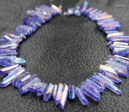 Pendant Necklaces Approx 70pcs/strand Purple Crystal AB Quartz Point Druzy Top Drilled Stick Gem Stone Beads Necklace