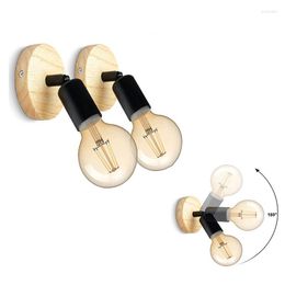 Wall Lamp 2pcs Nordic Wood Sconce E27 Minimalism Adjustable Indoor Lighting Bedroom Living Room Aisle Hallway Light Fixture