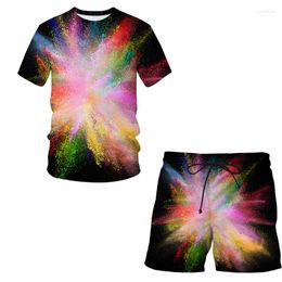 Men's Tracksuits Splash Tie Dyeing Printed Tracksuit Spring Summer 3D T Shirt Shorts Set Plus Size Women Men Clothing Suit