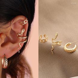 Backs Earrings Trendy Punk Gold Color Cool Snake Clip Set For Women Fashion Simple Adjustable No Piercing Earing Jewellery Accessories