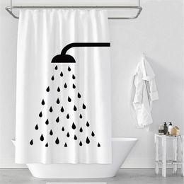 Waterproof Thicken White Polyester Shower Curtains Minimalist Bathroom Curtains Shower Head Print Bath Shower Curtain254G