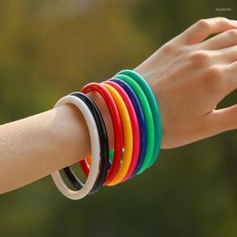 Bangle Trendy Colorful Acrylic Bracelets For Women Bohemian Stretched Tube Beads Cuff Bangles 2023 Jewelry