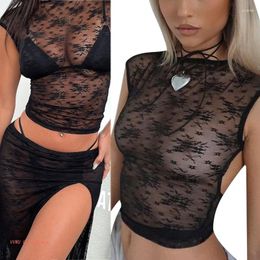 Women's Tanks Spice-Girl Style Top Sexy Lace Halter Neck Navel Bodycon T-Shirt For Women