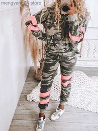 Women's Two Piece Pants Camouflage Tracksuits Women Two 2 Piece Set Autumn Clothing Hoodies Sweatshirt Top and Pants Suit Streetwear 2-Piece Women Sets T230714