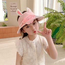 Wide Brim Hats Outdoor Children's Empty Top Hat With Fan Girls' Sun Sunscreen And UV Protection