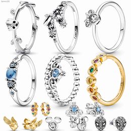 2023 Hot 100 925 Sterling Silver Finger Rings For Women Ring Golden Blue Wedding Jewellery Engagement For Girls Gift L230704