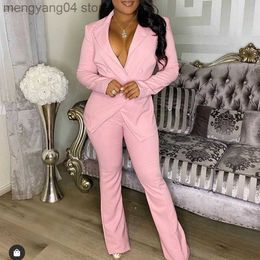 Women's Two Piece Pants Work Wear Two Piece Sets Womens Outfits Office Lady Blazer Coat Top and Flare Pant Suits Elegant Business Matching Sets Uniforms T230714