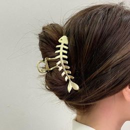 Hair Clips TARCLIY Creative Fish Bone Metal Hairpin Simple Temperament Claw Clip Women Fashion Alloy Accessories 2023 Summer