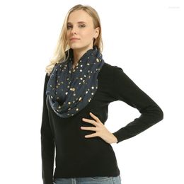 Scarves 3 Colors Polka Dot Gold Foiling Infinity Scarf Bold Printed Loop Ring Casual Solid Round Shawl For Ladies YG246